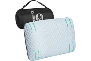 Crisonky Travel and Camping Pillow- Compressible Medium Firm Memory Foam Pillow with Carry Bag for Backpacking & Airplane, Lu
