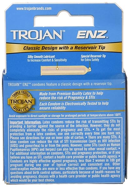TROJAN ENZ LUBRICATED LATEX CONDOMS, 0.04 LB