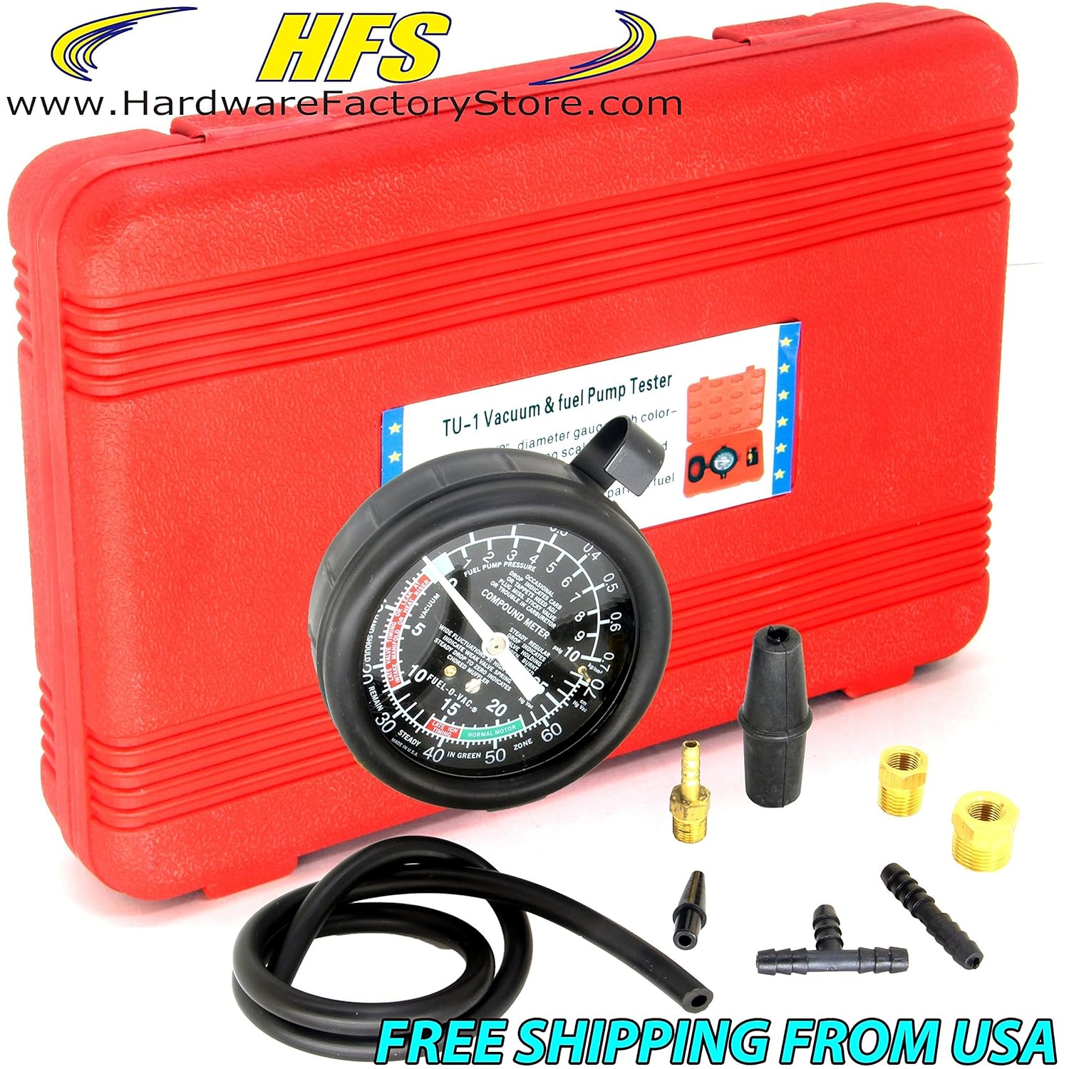 HFS (R) Carburetor Carb Valve Fuel Pump Pressure & Vacuum Tester Gauge