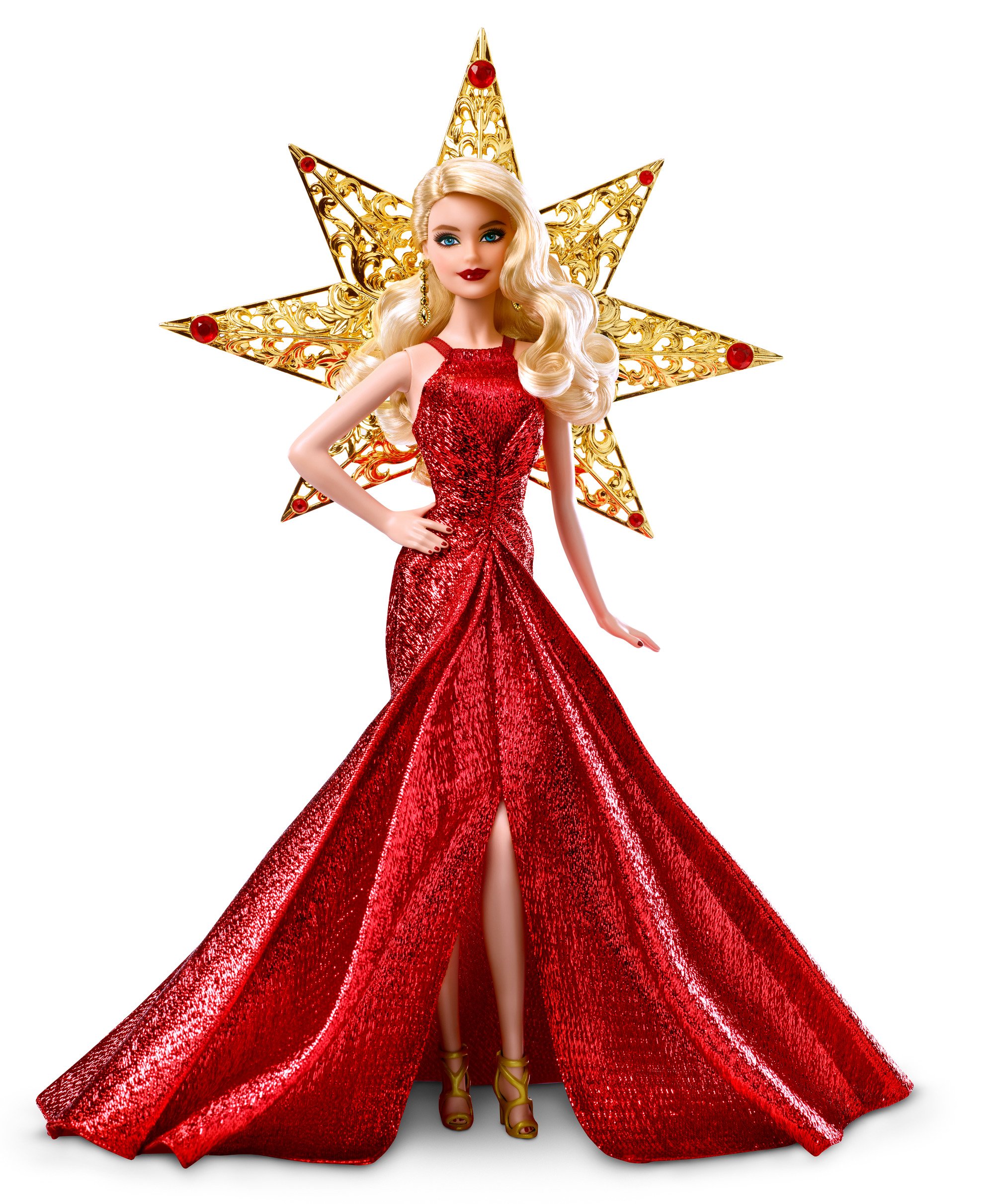 Photo 1 of Barbie 2017 Holiday Doll with Red Metallic Gown and Accessories