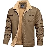 TACVASEN Men's Winter Jacket Sherpa Fleece Lined Cargo Coat Warm Thick Trucker Jacket with Multi Pockets