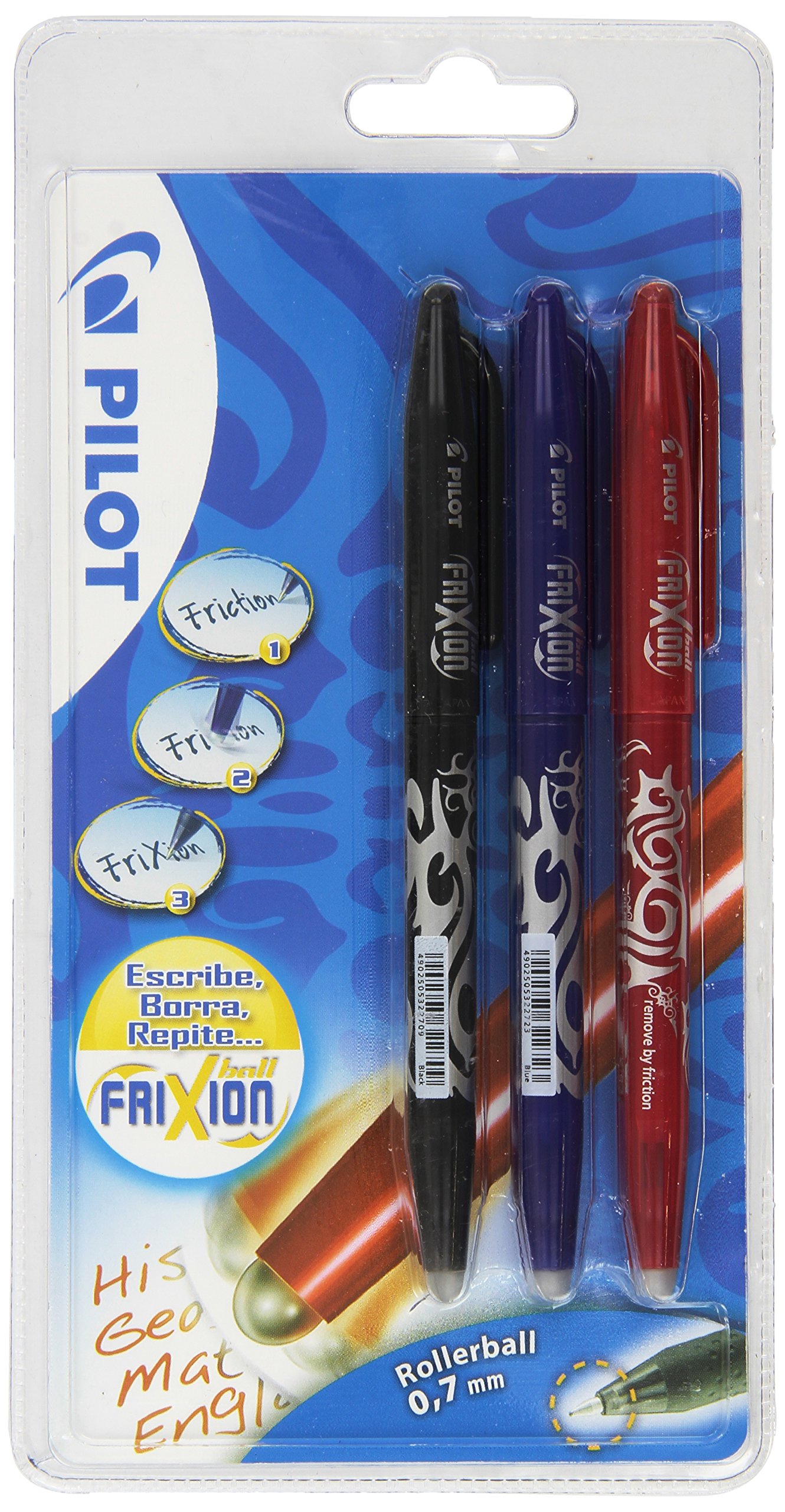 Pilot Frixion Rollerball Pen Set – Black/Blue/Red (Pack of 3)