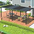 PATISOL Louvered Pergola 19'x10' Full Aluminum Patio Outdoor with Adjustable Roof Rainproof Sun Shade Easy Installation Hardtop Gazebo for Deck Garden Yard Beach (Dark Grey)