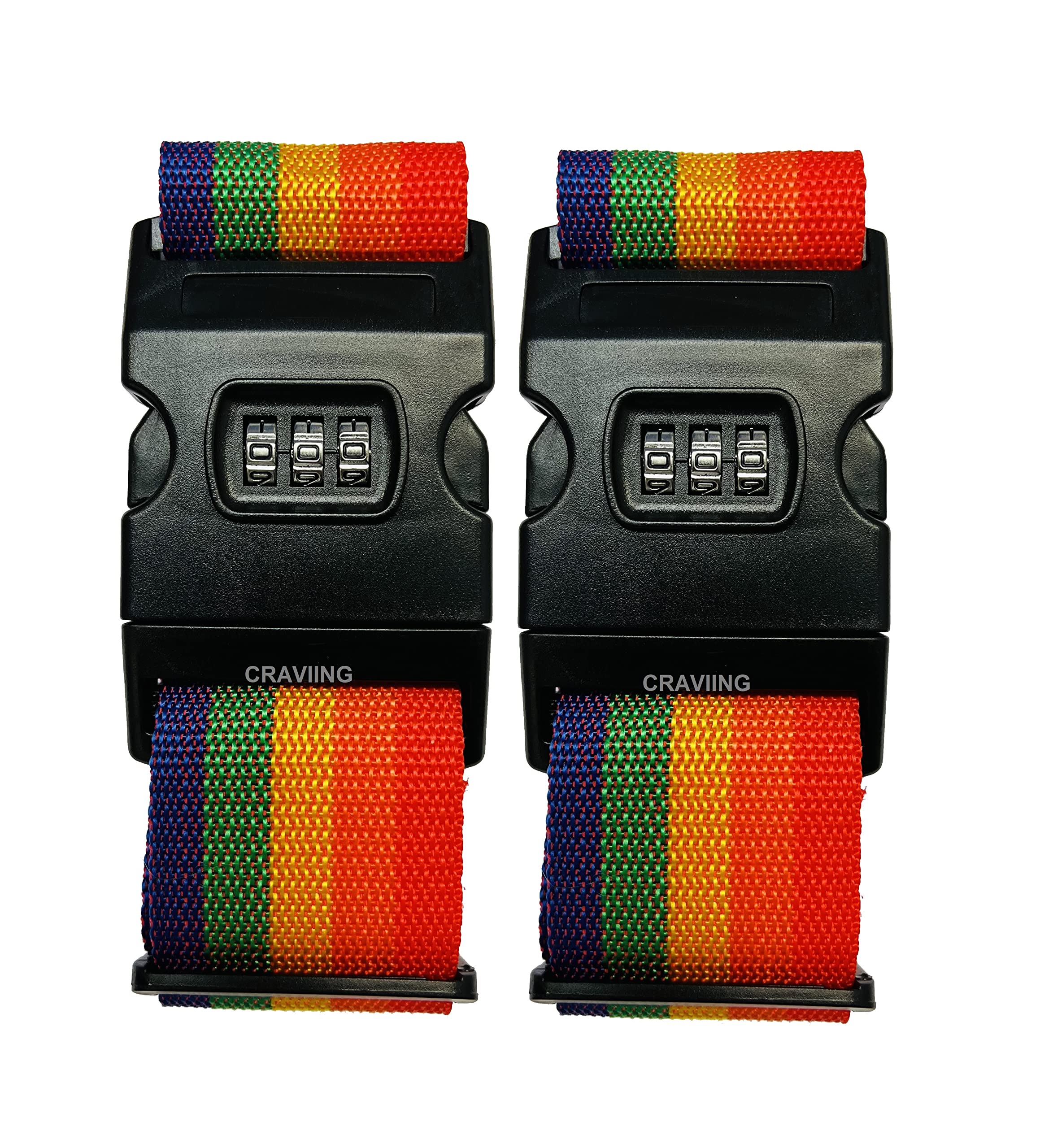 Luggage Belt, Pack of 2, Luggage Straps, Heavy Duty, Adjustable Suitcase Belts, Lock with Password, Suitcase Tags