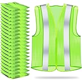 Unittype 20 Pack High Visibility Reflective Safety Vest Construction Vest Strips Neon Mesh Universal Size for Men Outdoor(Green)
