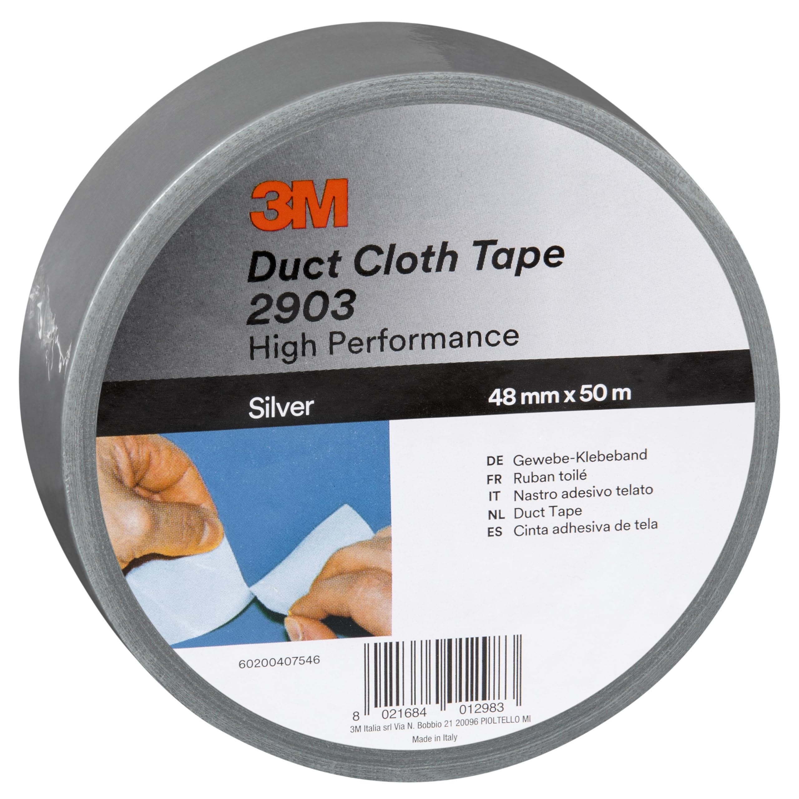 3M General Purpose Duct Tape 2903, Highly Conformable, Strong Gaffa tape, 48 mm x 50 m, Silver, 1 Roll