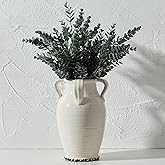 Vaseking White Ceramic Vase with 4 Handles, 10.16" Tall Retro Ice Cracked Flower Vase, Antique Vases for Modern Farmhouse Home Decor, Wedding, Living Room, Table, Shelf Decor, Cracked White