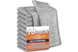 COBETE Non Scratch Wire Dishcloth,Double-Layer Wire Dishwashing Rags for Wet and Dry,Wire Miracle Cleaning Towels and dish Cloths Multipurpose for Washing Dishes,Cookware, Sinks,Stove Tops,Pack of 10
