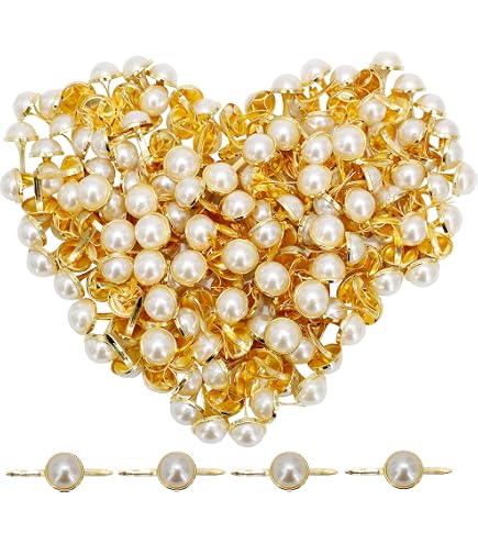 SUNNYCLUE 100Pcs Mini Pearl Brads - Gold Metal Paper Fasteners With White Imitation Pearls For Scrapbooking, Cards, DIY Crafts