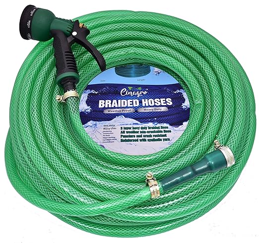 CINAGRO� - Heavy Duty 3 Layered Braided Water Hose Pipe (Size : 1/2 inch - Lenght : 20 Meters)