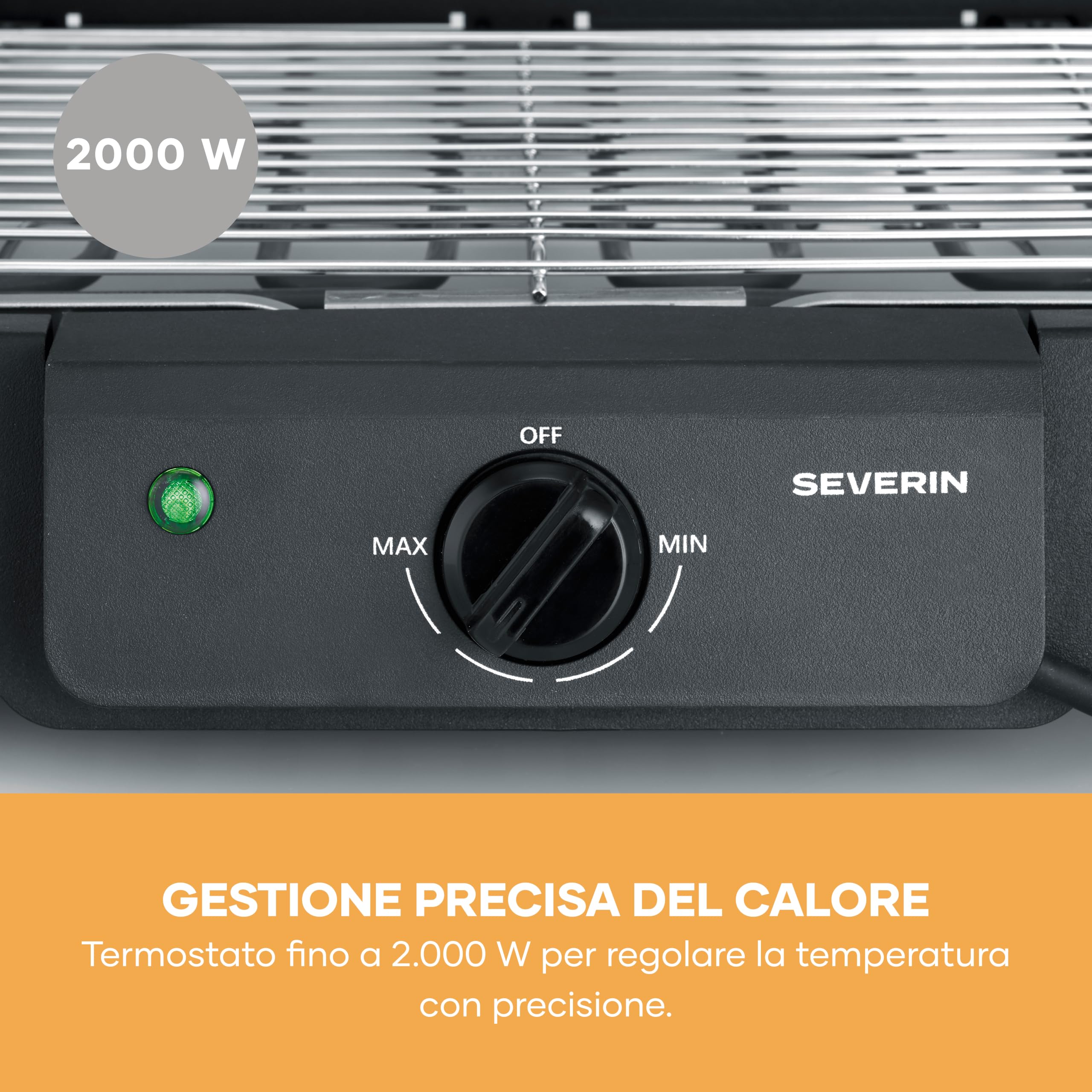 Barbecue Elettrico con Supporto, Griglia in Acciaio Inox, 2000W