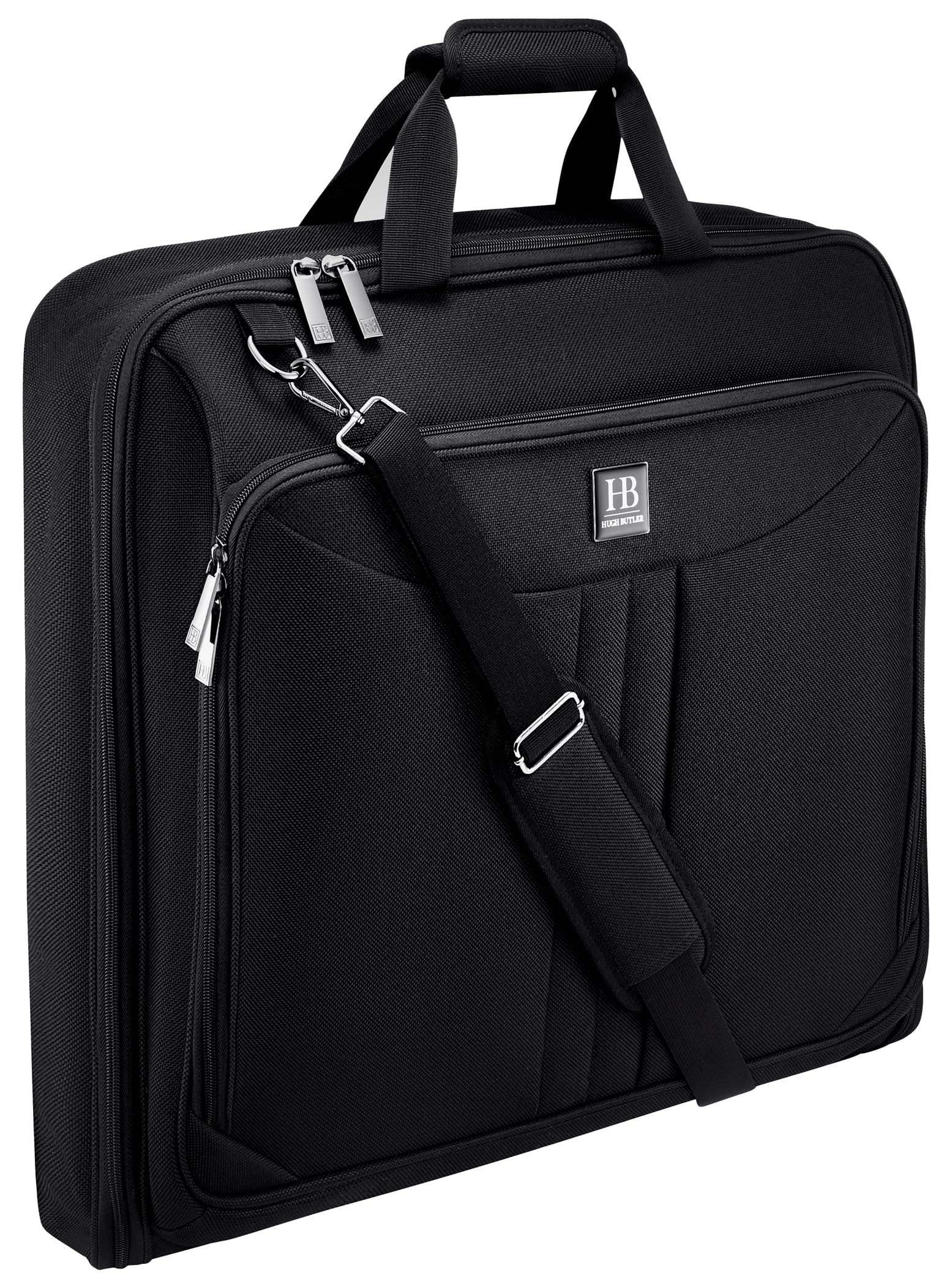 HUGH BUTLER Suit Carrier - Suit Bags for Men - Travel Garment Bags for 3 XL Suits - Suit Cover for a Businessman - Black Luggage Bag - Clothes Without Creases