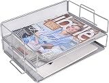 Exerz Letter Trays 2pc Mesh Desk Organiser Stackable A4 Metal Tray Silver Grey view 5