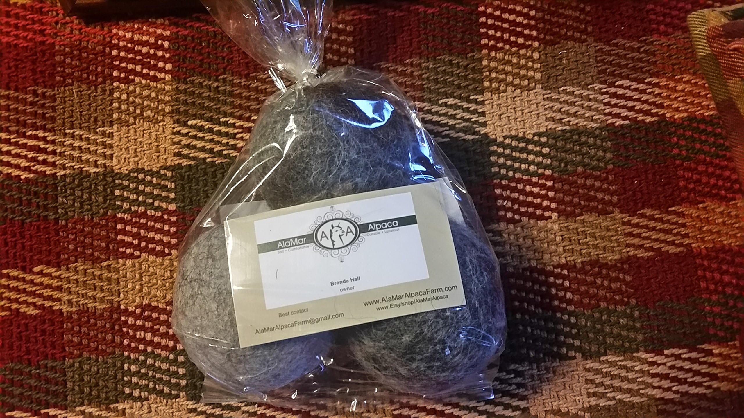 Set of 3-All Natural Alpaca Wool Dryer Balls-USA-Organic-Handmade-Dryer Sheet, Fabric Softener Replacement-Reusable