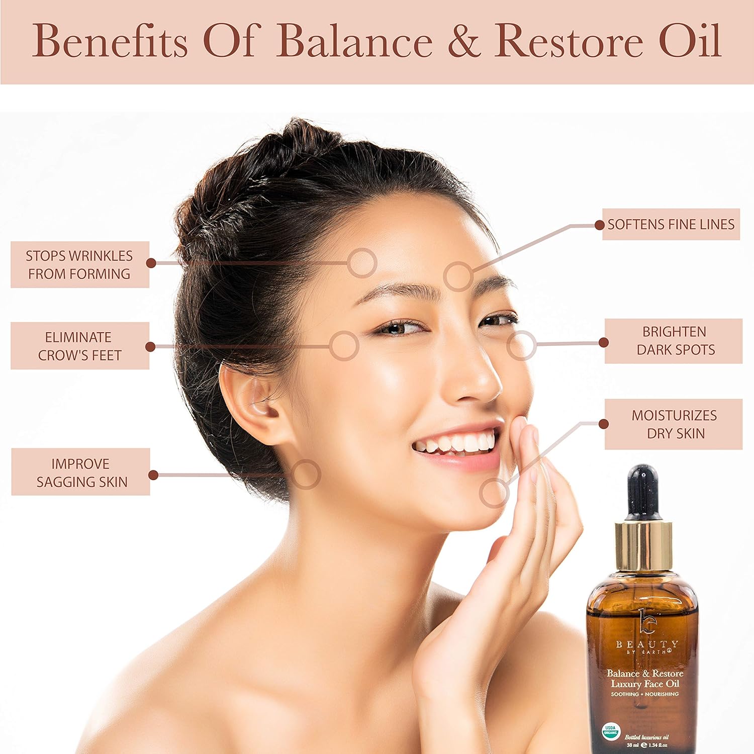 Organic Face Oil - Balance & Restore Facial Oil, Best for Oily, Acne Prone or Problematic Skin, Hydrating Oil for Face Helps Skin Look Balanced, Plump and Youthful: Beauty
