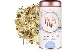 Pinky Up Sugar Cookie Loose Leaf Tea White Tea, 30-55 mg Caffeine Per Serving, Naturally Low Calorie & Gluten Free 3.5 Ounce Tin, 25 Servings