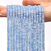 AUREHEN 2 Strands (300PCs) Aquamarine Rondelle Beads, 2 * 4mm Gemstone Loose Spacer Abacus Disk Beads for DIY Bracelet Necklace Earrings Jewelry Making, Craft Supplies Beading Kit