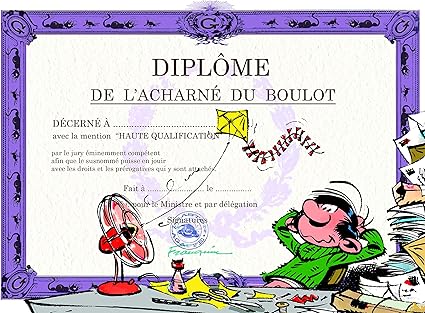 Gaston Lagaffe Gldp 7025 Carte Double Avec Enveloppe Diplome De L Acharne Du Boulot Travail Sante Foudre De Guerre Paresseux Penser Au Week End Vacances Cerf Volant Amazon Fr Fournitures De Bureau