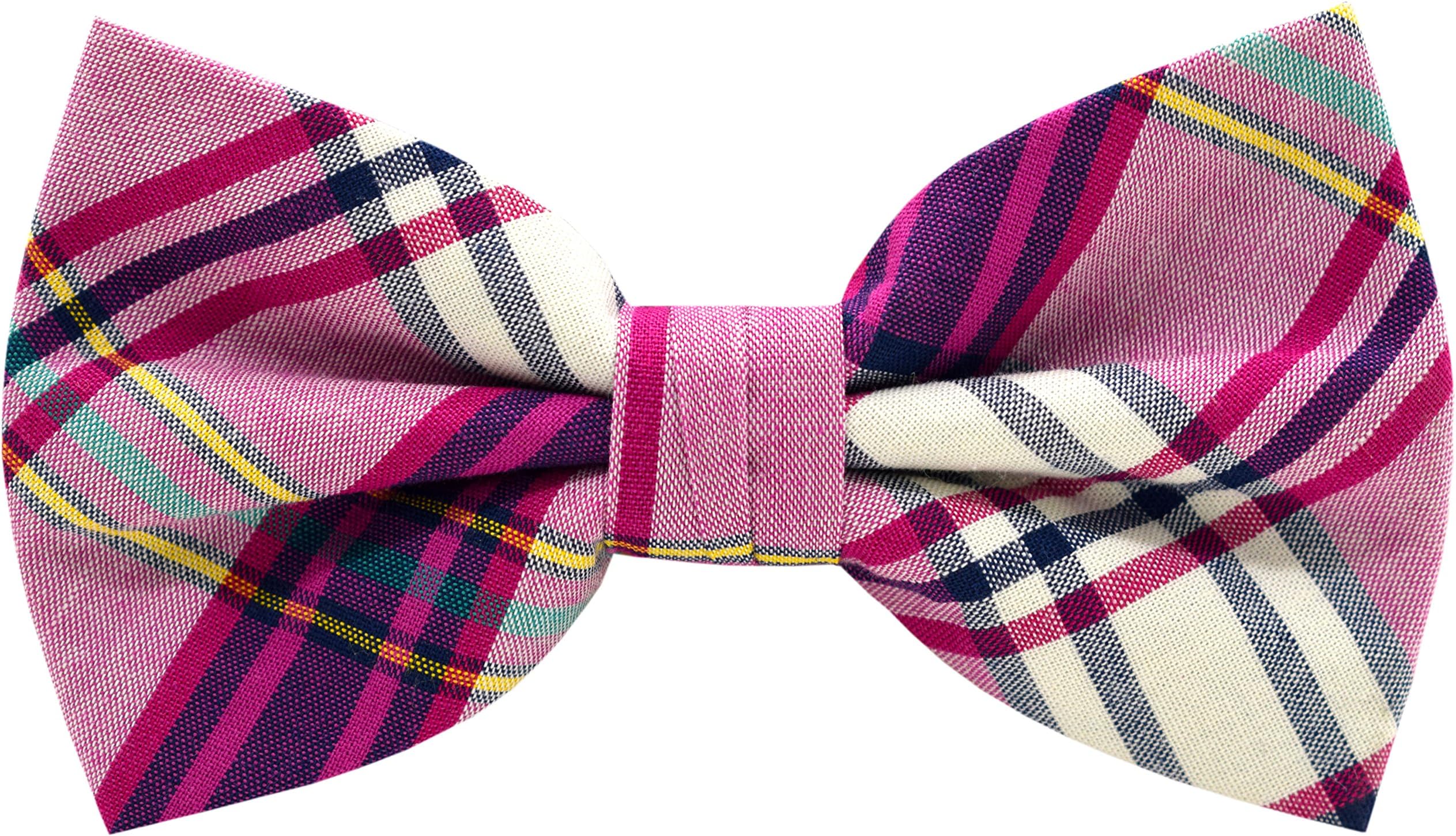 Carahere Mens Cotton Plaid Bow Ties Adjustable Pre Tied Bow Ties For Men