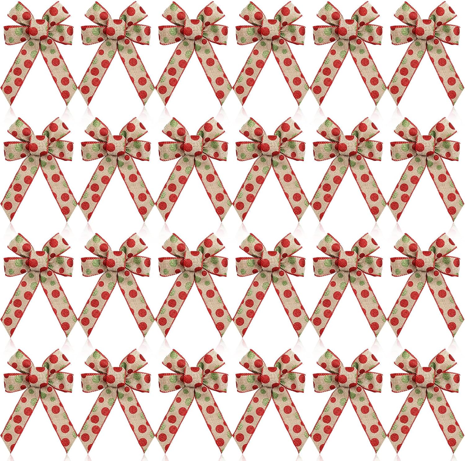 Bows & Ribbons - Craftsatin 24 Pieces Christmas Dot Bows Christmas Wreath Bows Premade Bows for Tree Wreath Garland Outdoor Wedding Indoor Home Door Window Party Decorations DIY Crafts (Brown, Green and Red)