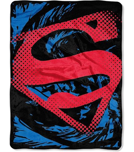 NORTHWEST Superman Überwurfdecke 101x127 Cm – Seidige Vorderseite, Sherpa-Rückseite, Rot
