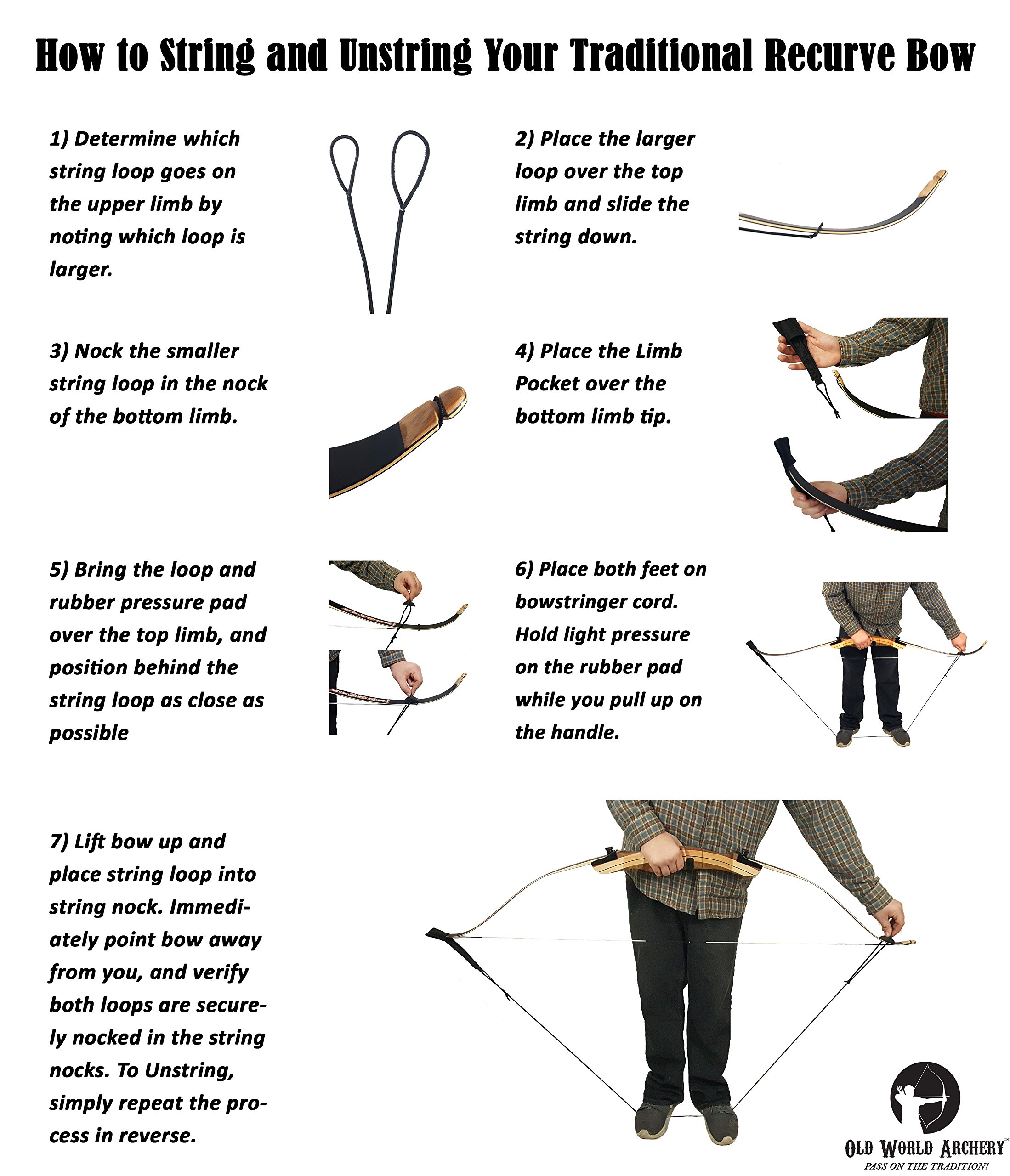 Old World Yeoman Takedown Recurve Bow Traditional Archery Set 54" or