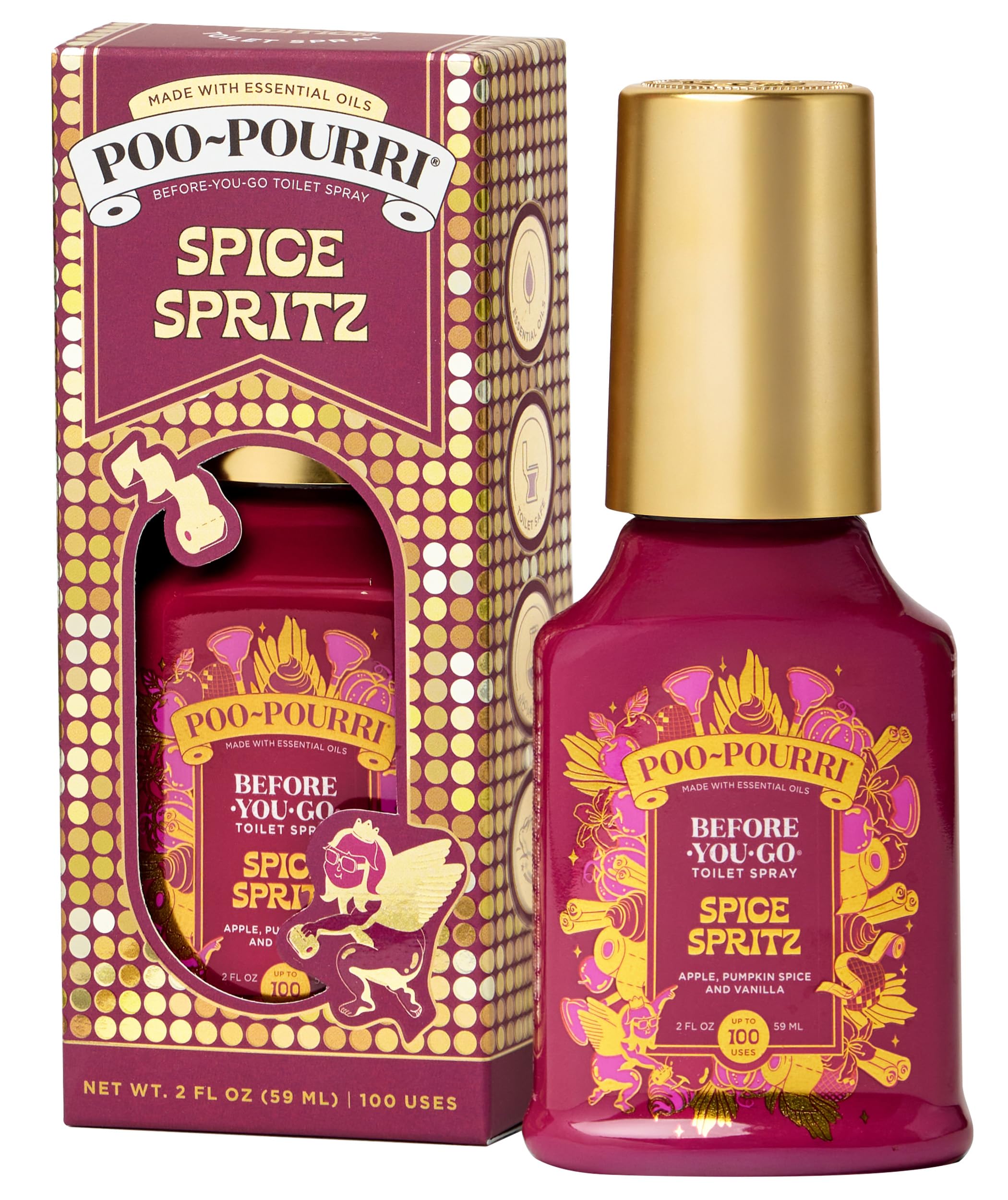 Photo 1 of Poo~Pourri Spice Spritz 2oz Before-You-Go Toilet Spray - Instantly Trap Bathroom Odor - Plant Based Ingredients & Essential Oils - No synthetic fragrance - Apple, Pumpkin Spice, and Vanilla Scent
