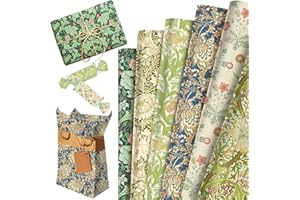 JeVenis Lot de 12 feuilles de papier cadeau floral William Morris pour loisirs créatifs, anniversaire, fête prénuptiale, fête