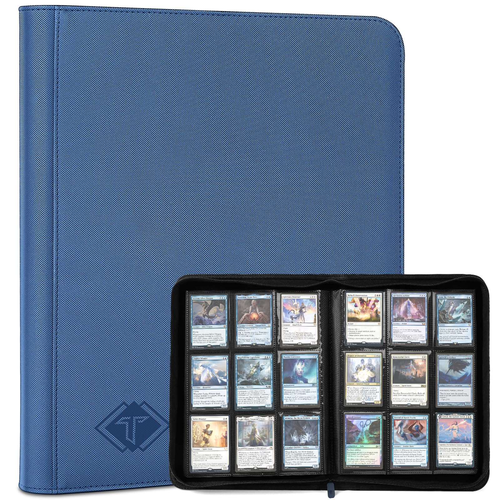 Trading Card Binder, Card Binder Album Folder Book Fit for MTG Baseball Football Sports Cards, Easy to Use Card Collection Binder (Blue, 432 Pockets)