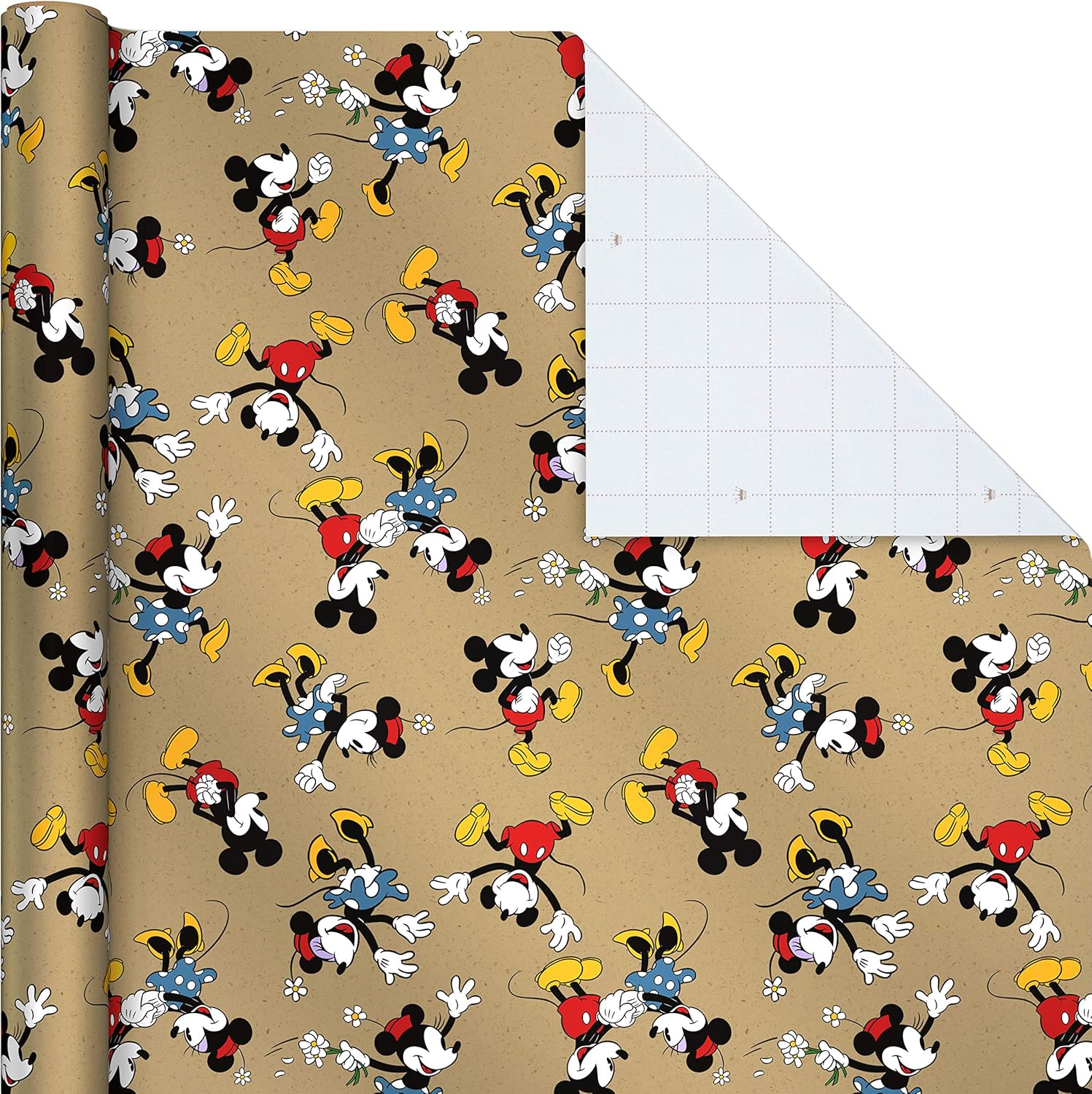 Hallmark Disney Mickey Mouse Wrapping Paper with Cut Lines on Reverse (3-Pack: 60 sq. ft. ttl) for Birthdays, Christmas, Hanukkah, Baby Showers and More: Kitchen & Dining