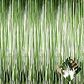 4 Pack 3.3Ft x 6.6Ft Light Green Foil Fringe Curtain Backdrop, Metallic Tinsel Foil Fringe Streamers Curtains Background for Photo Booth, Birthday, Wedding, Halloween, Christmas Party Decoration