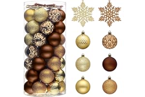 Valery Madelyn Christmas Tree Decorations Ornament Set for Valentines Mardi Gras St Patricks Day, 50ct 2.36 Inches Bronze Copper Gold Shatterproof Christmas Ball Ornaments Hanging Holiday Party Decor