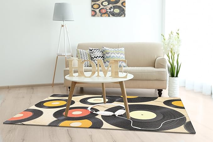 Keymura Moderner Teppich mit schönem Druck/Design Dj Platten | Größe: 120x170 cm - Qualität, Design, Modern zu einem Hammerpr