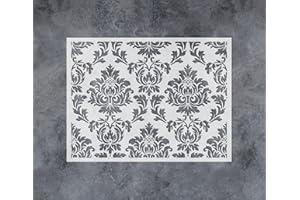 G GSS DESIGNS GSS Designs Damask Floral Wall Stencils 12x16Inch Large Damask Pattern Mixed Medium Layering Stencils Templates for Painting on Wood Furniture Canvas Paper Fabric