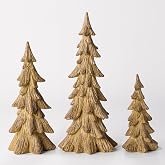 Gleemoria 3PCS Christmas Tree Figurines, Wood-Look Resin Tabletop Trees | 3pcs Christmas Tree Decor Set With Resin Figurines And Wood-Look Texture For Tabletop, Mantel, Shelf &amp; Holiday Decor.