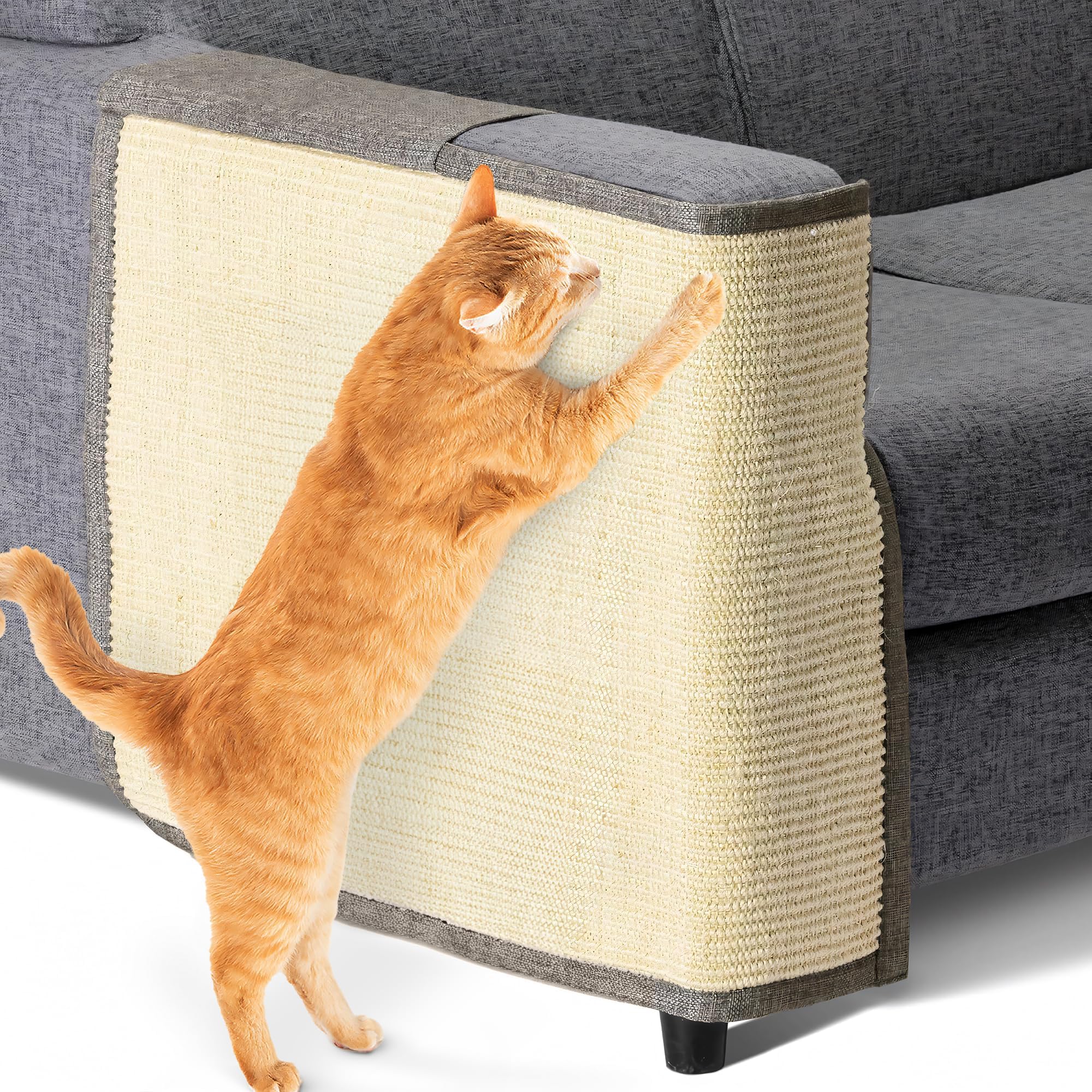 Navaris Cat Scratch Mat Sofa Shield - Natural Sisal Furniture Protector Scratching Pad for Cats - Scratch Carpet for Couch, Sofa, Chair - Right