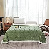 LEVINIS Bohemian Sherpa Throw Blanket 60'' × 80'', Sherpa Bed Blankets for All Season, Southwestern Aztec Throw Blanket for Bed/Couch/Sofa/Office/Camping, Green