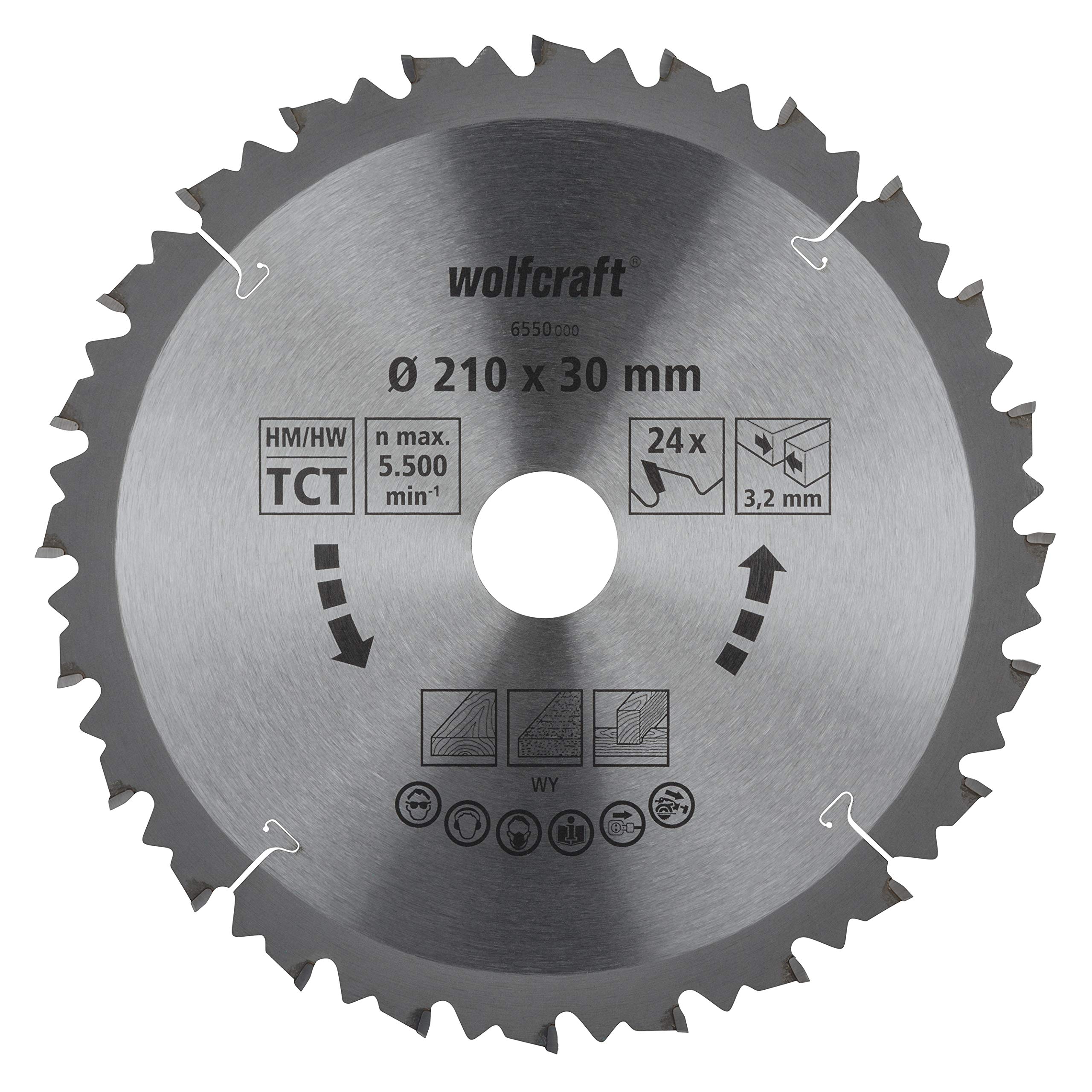 wolfcraft TC Cross and Mitre Cut Saw Blade, brown series I 6550000 I Fast, rough cuts