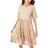 JKLESA Sequin Babydoll Summer Dress，Sparkly Glitter Dress Short Flowy Tiered Tunic Dress for Women Party Club Night