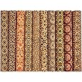 Gotocut 10 Pcs 9''x13'' Cork Fabric Natural Color Retro Faux Leather Sheets,Thin Soft Cork Ribbon Fabric Suitable for Bags, Laptop Case, Packaging Material or DIY Crafts (Print Pattern 1)