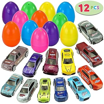 Joyin Toy 12 Die-Cast Car Filled Big Easter Eggs with Different Die-cast Cars