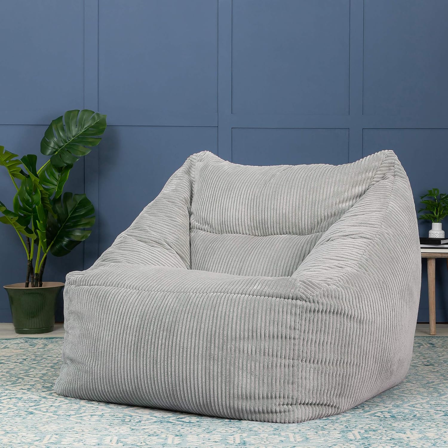icon Natalia Cord Bean Bag Chair, Grey, Large Adult Bean Bag with Filling Included, Comfy Chair, Armchair, Living Room - Image 5