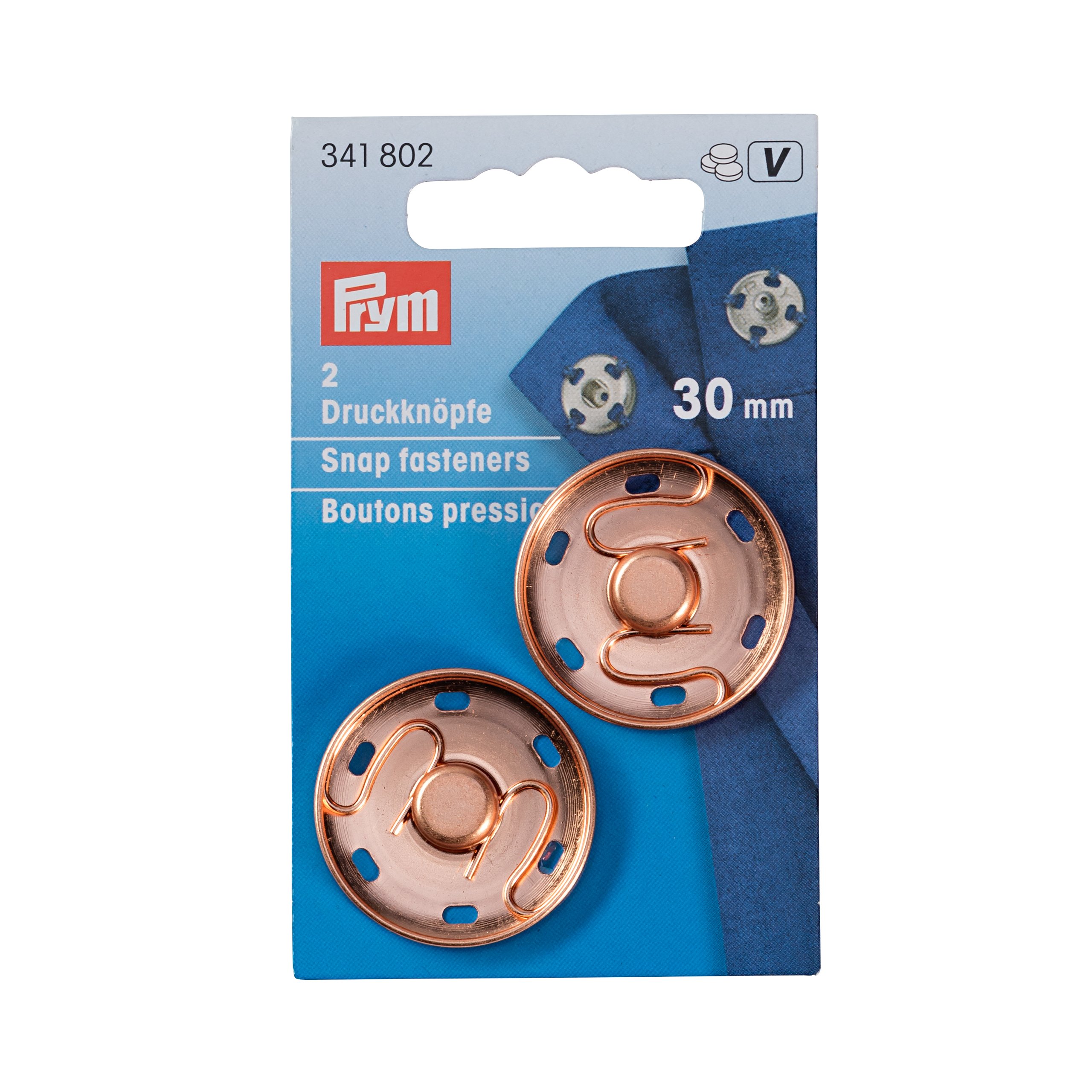 Prym - Rose Gold (30mm) Brass Sew-on Snap Fasteners - 2 Pieces