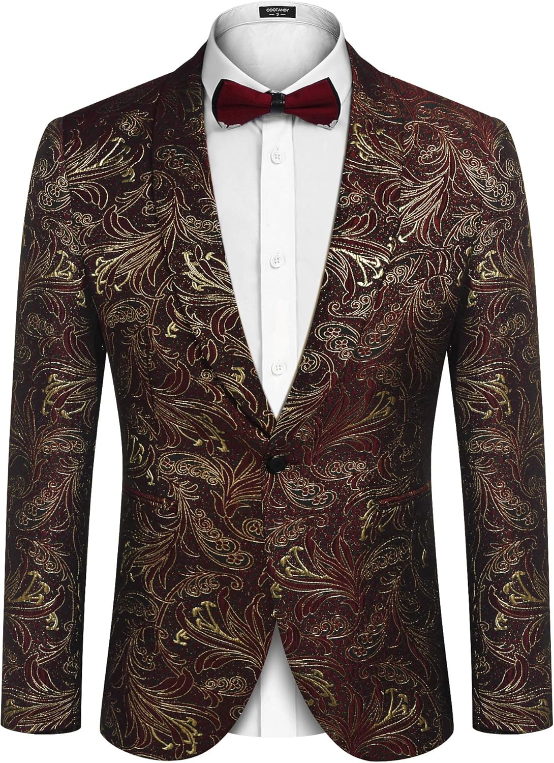 COOFANDY Men's Floral Tuxedo Jacket Slim Fit Luxury Dinner Jacket One