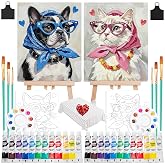 QUANWAISJ 2 Sets 10x12 Couples Painting Kit Date Night, Sip and Paint Kit for Adults with Pre-Drawn Canvas (Easels Included), Perfect for Date Night Painting and Sip Parties (Cool Cat)