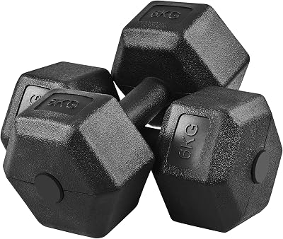 Yaheetech 2x6kg Dumbbell Set Hex Non-Slip Grips Home Gym Strength Training