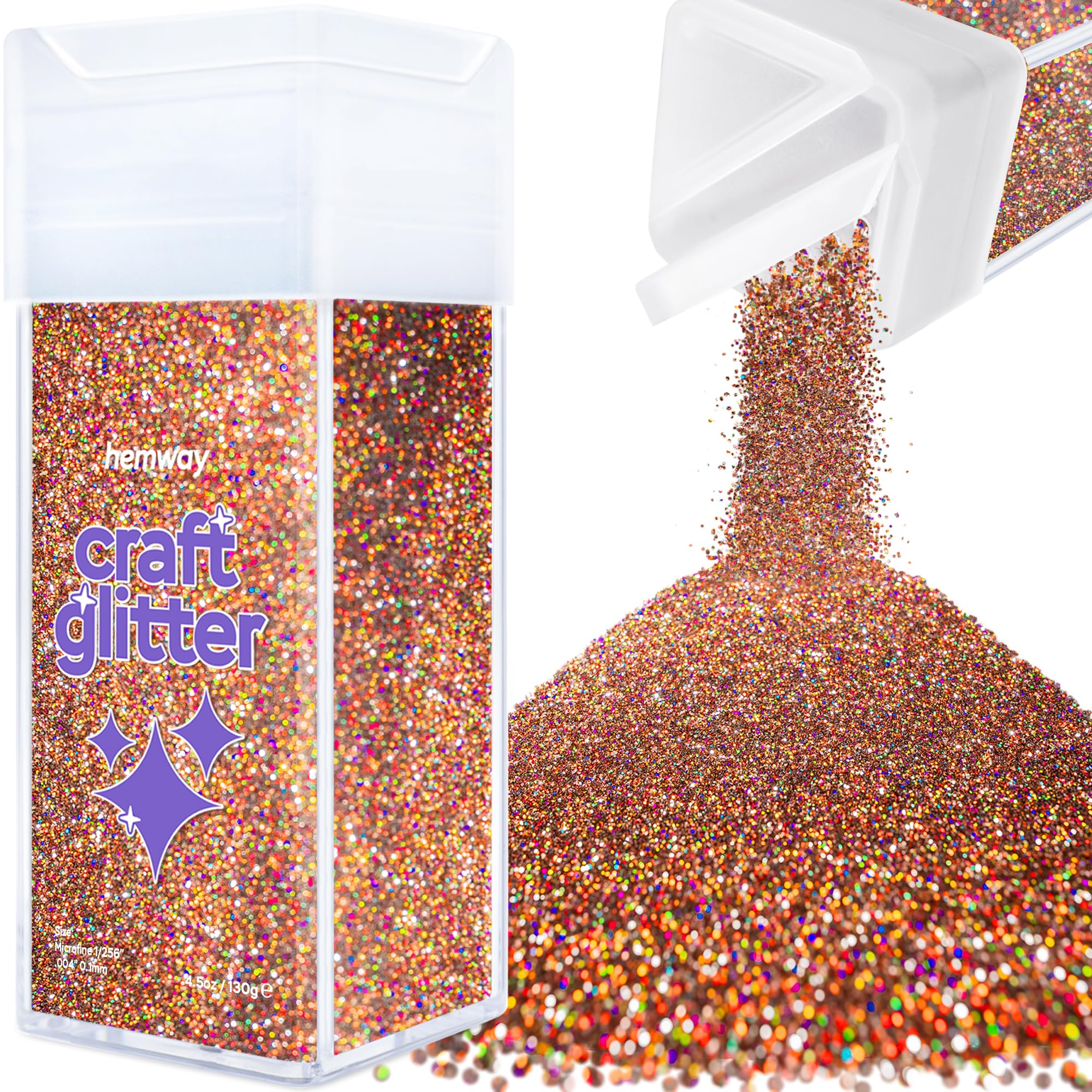 Hemway Glitter Shaker Bronze Brown Holographic 130g Microfine, Craft Glitter Shaker for Resin & Epoxy Crafts, Christmas Art Supplies, Nail, Body, Face, Eye, Festival, Crafting, Slime, Sparkle