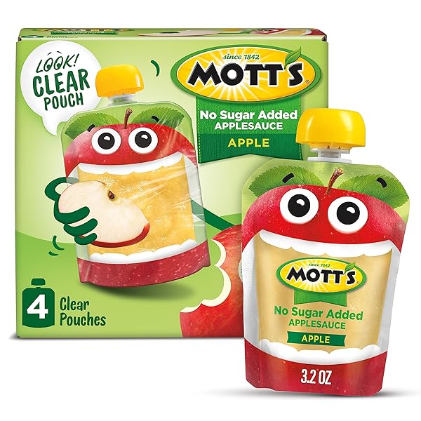 MOTT’S NO SUGAR ADDED APPLESAUCE, 3.2 OZ CLEAR...