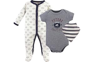 Hudson Baby Unisex Cotton Sleep and Play, Bodysuit and Bandana Bib Set