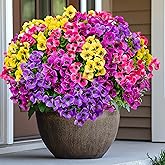 AXYLEX Artificial Flowers Outdoor Fake Plants - 16 Bundles UV Resistant No Fade Faux Shrubs Plastic Greenery Home Garden Porch Patio Decoration (1, Multi02-16pcs)